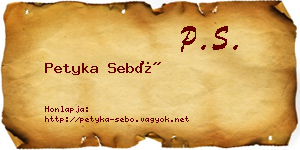 Petyka Sebő névjegykártya